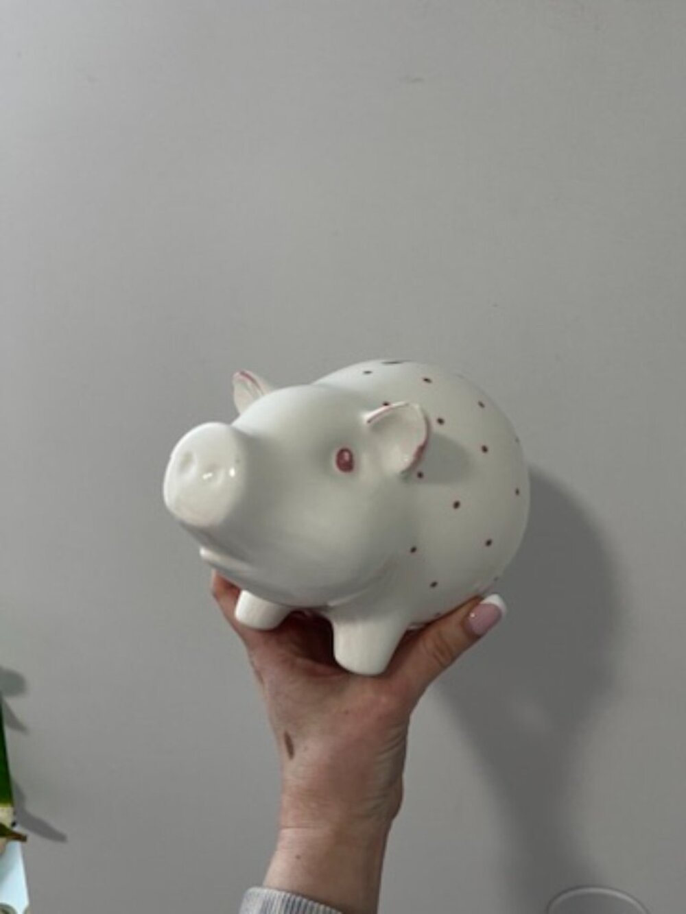 Tiffany & Co. White & Red Polka Dot Ceramic Elephant Piggy Bank - chip on ear - Picture 3 of 7
